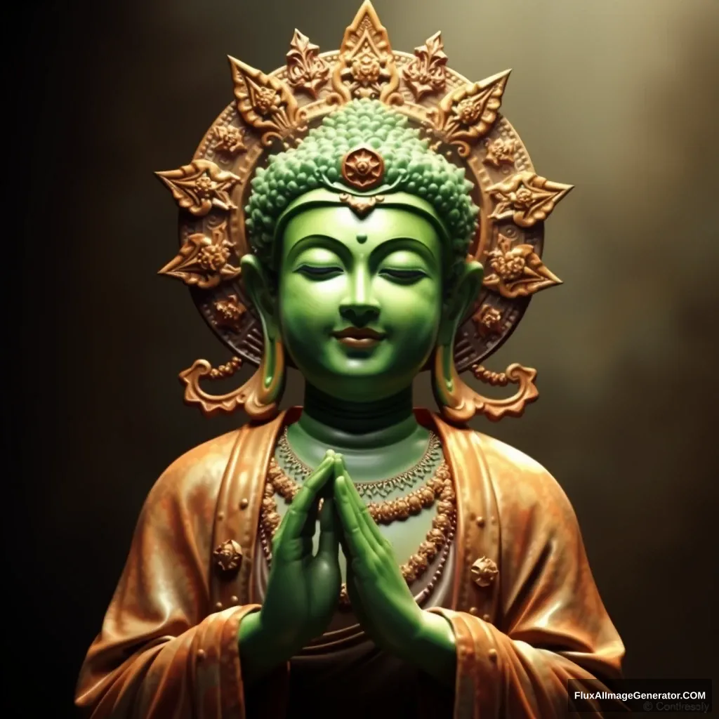 'A bodhisattva with a green head'