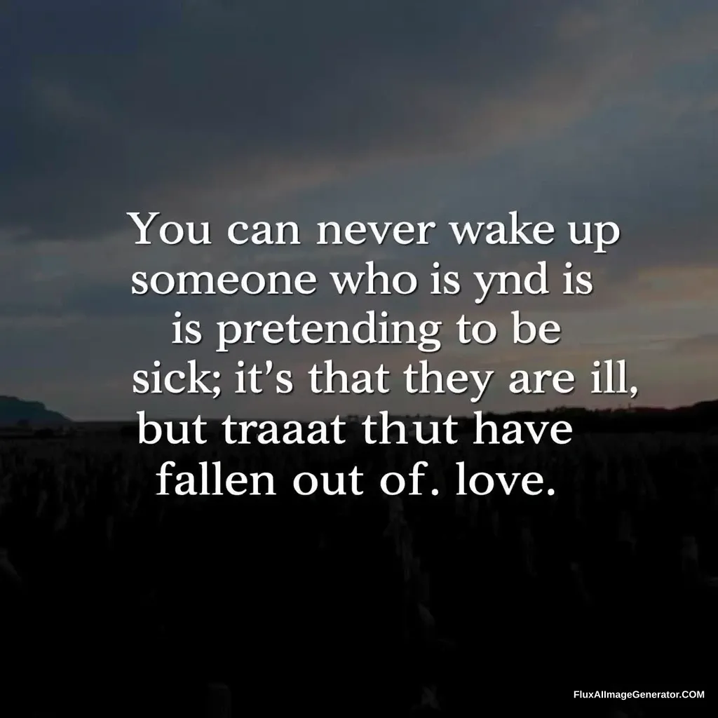 "You can never wake up someone who is pretending to be sick; it's not that they are ill, but that they have fallen out of love."