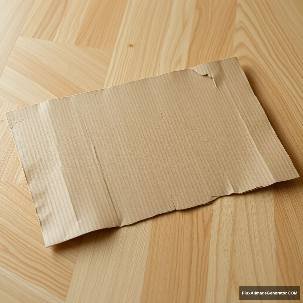 piece of cardboard roughly cut on the floor - Image