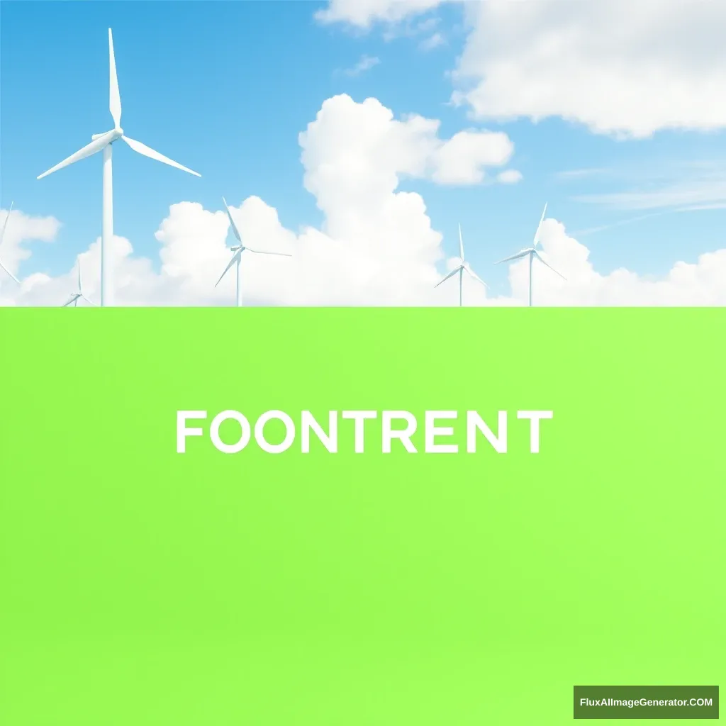 Background board for a conference on carbon footprint and carbon neutrality, with green and light blue as the main themes, highlighting the conference's focus on carbon emission control. There should be background images showing blue skies, white clouds, windmills, photovoltaics, and other green energy sources. - Image