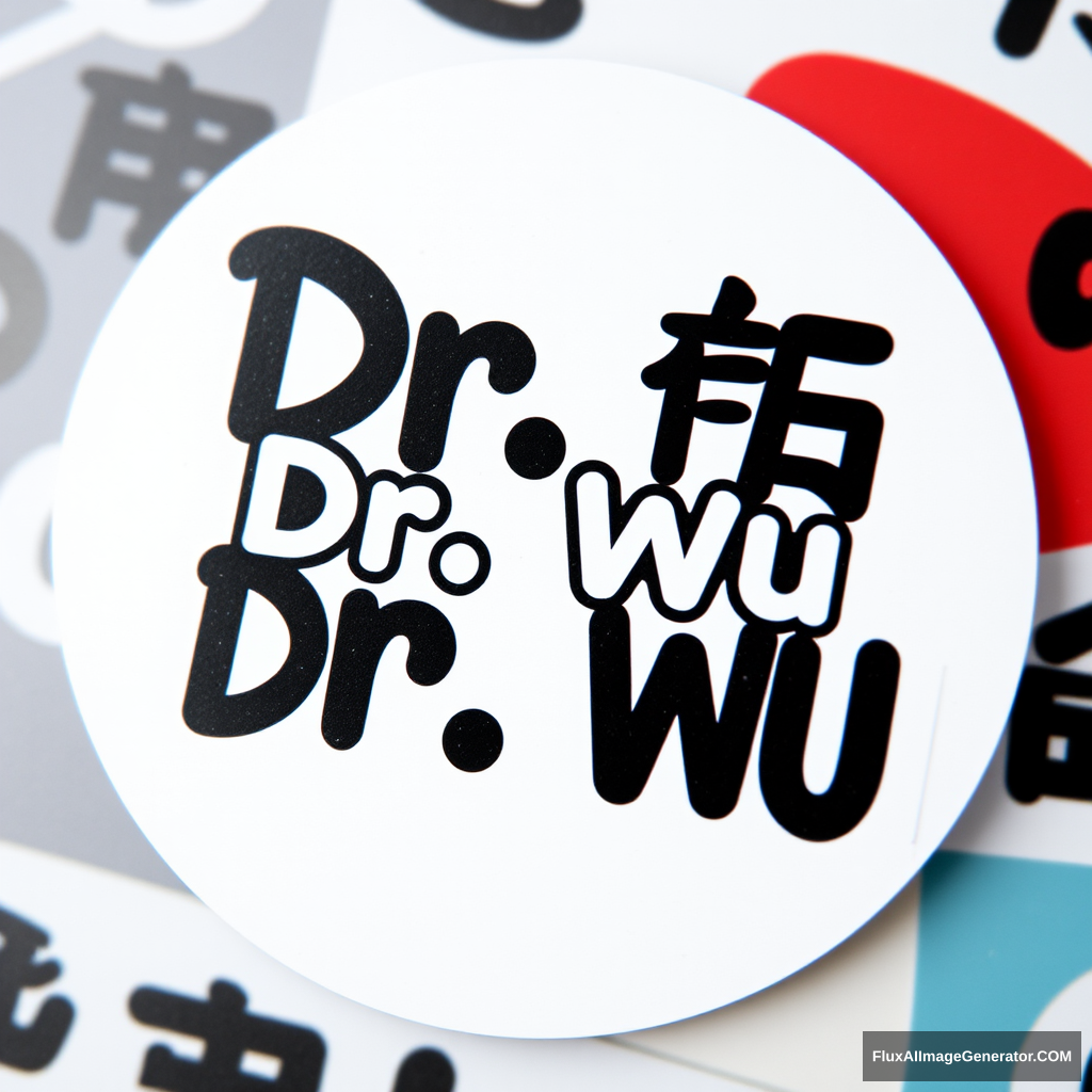 a sticker with the word “Dr. Wu”