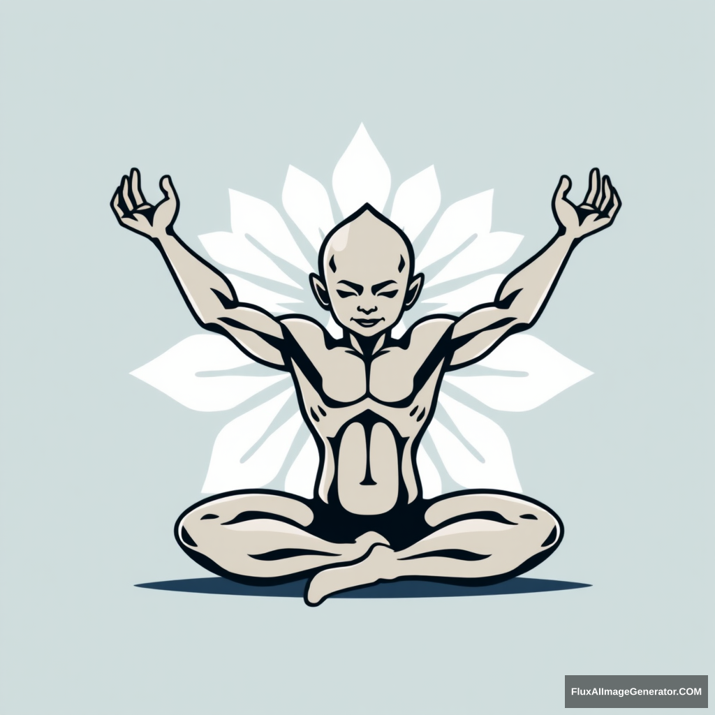 Yoga Center logo: Trans muscular dwarf in lotus position