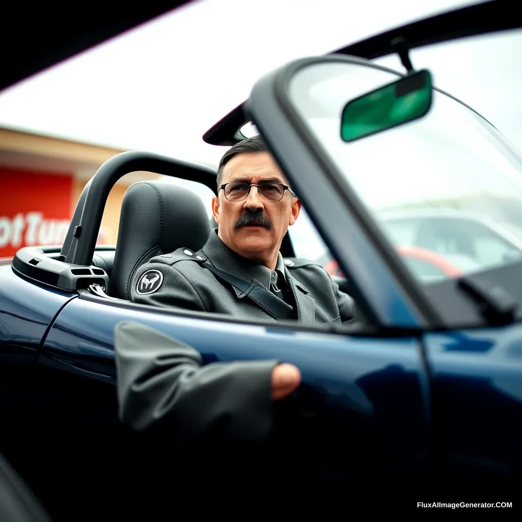 Hitler in a Mazda Miata NA at a tuning spot