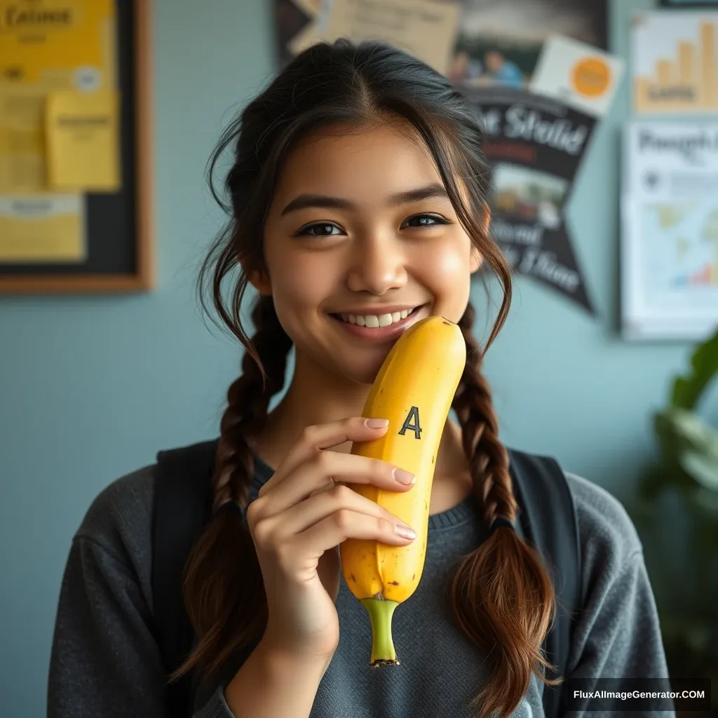 24 year old college girl with a banana - Image