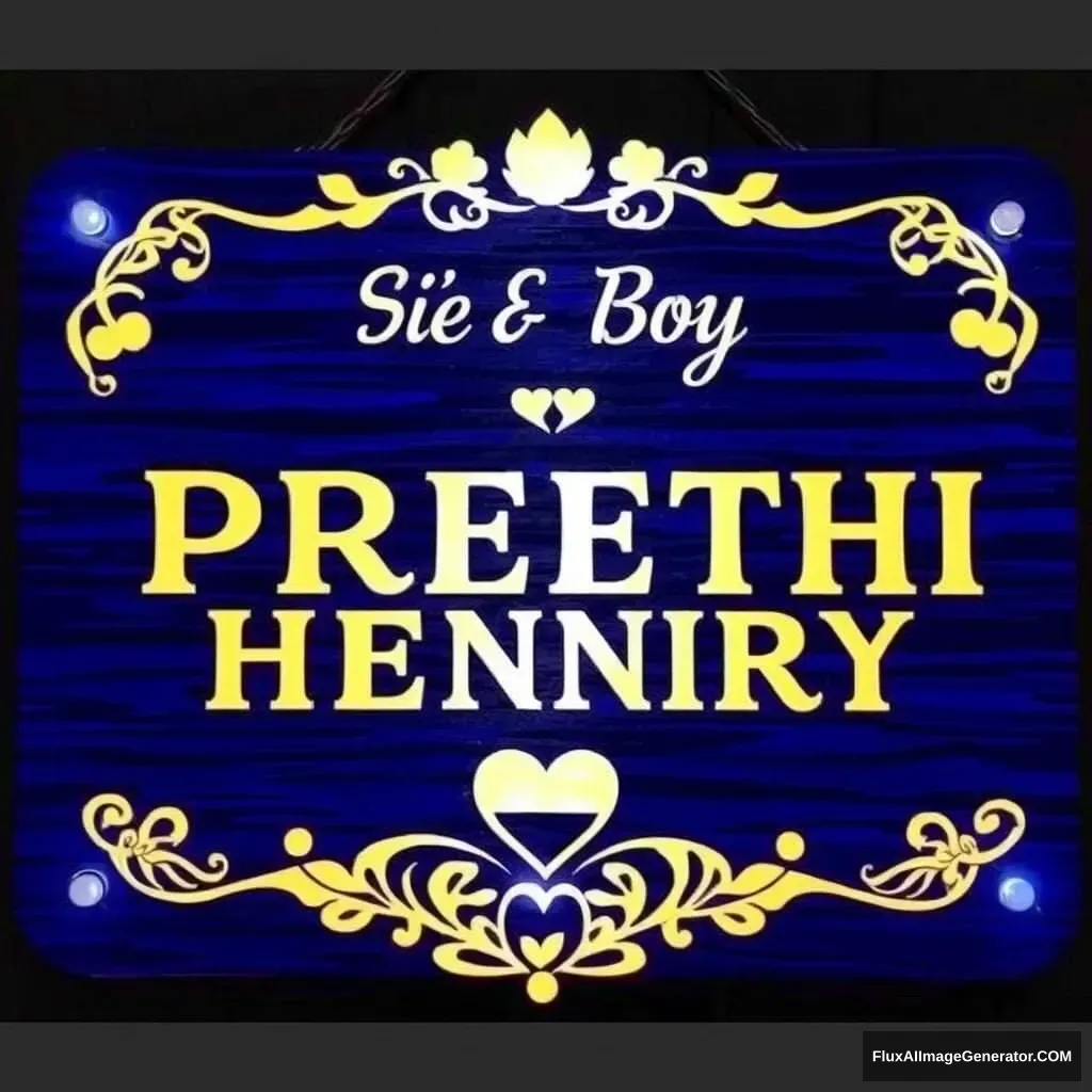 Girl and boy love name board engraved name Preethi Henry. - Image