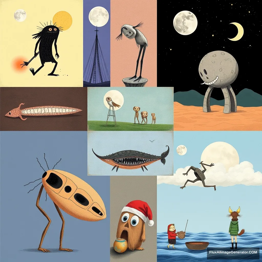 Collage of different weird illustrations - Image