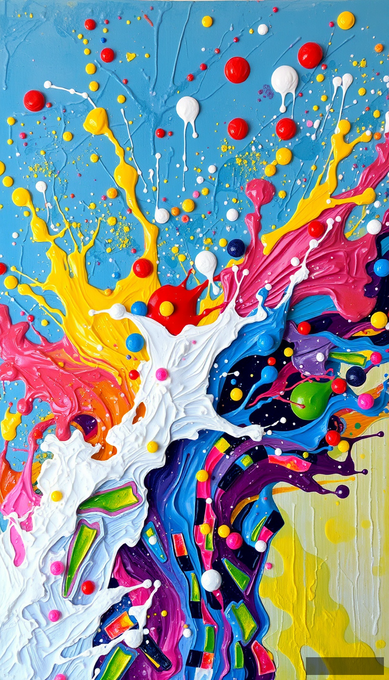 "Colorful oil painting splashes freely." - Image