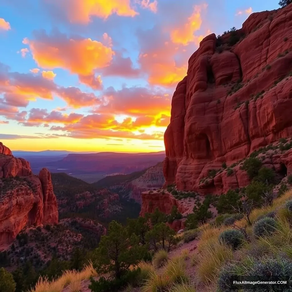 "A sunset in a national park in the United States."