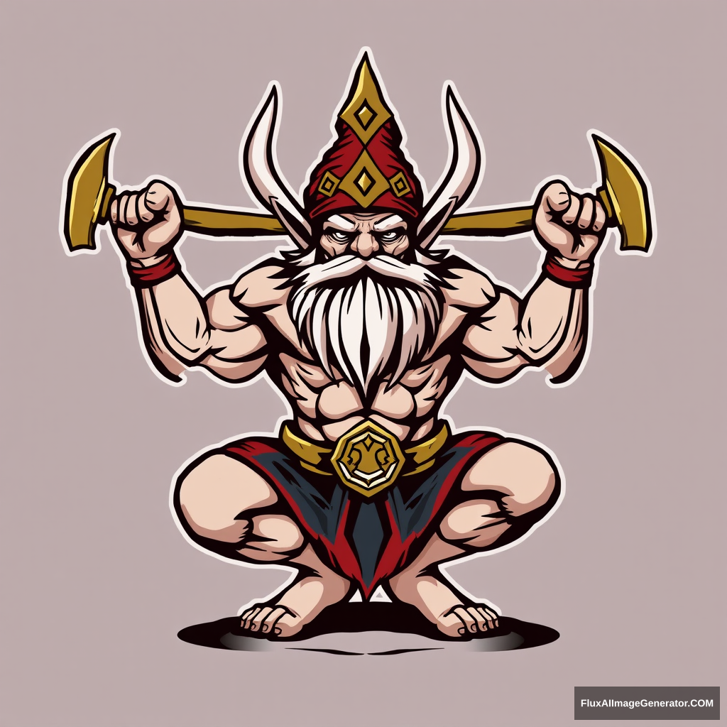 The emblem of the muscular brutal dwarf yoga Warhammer.