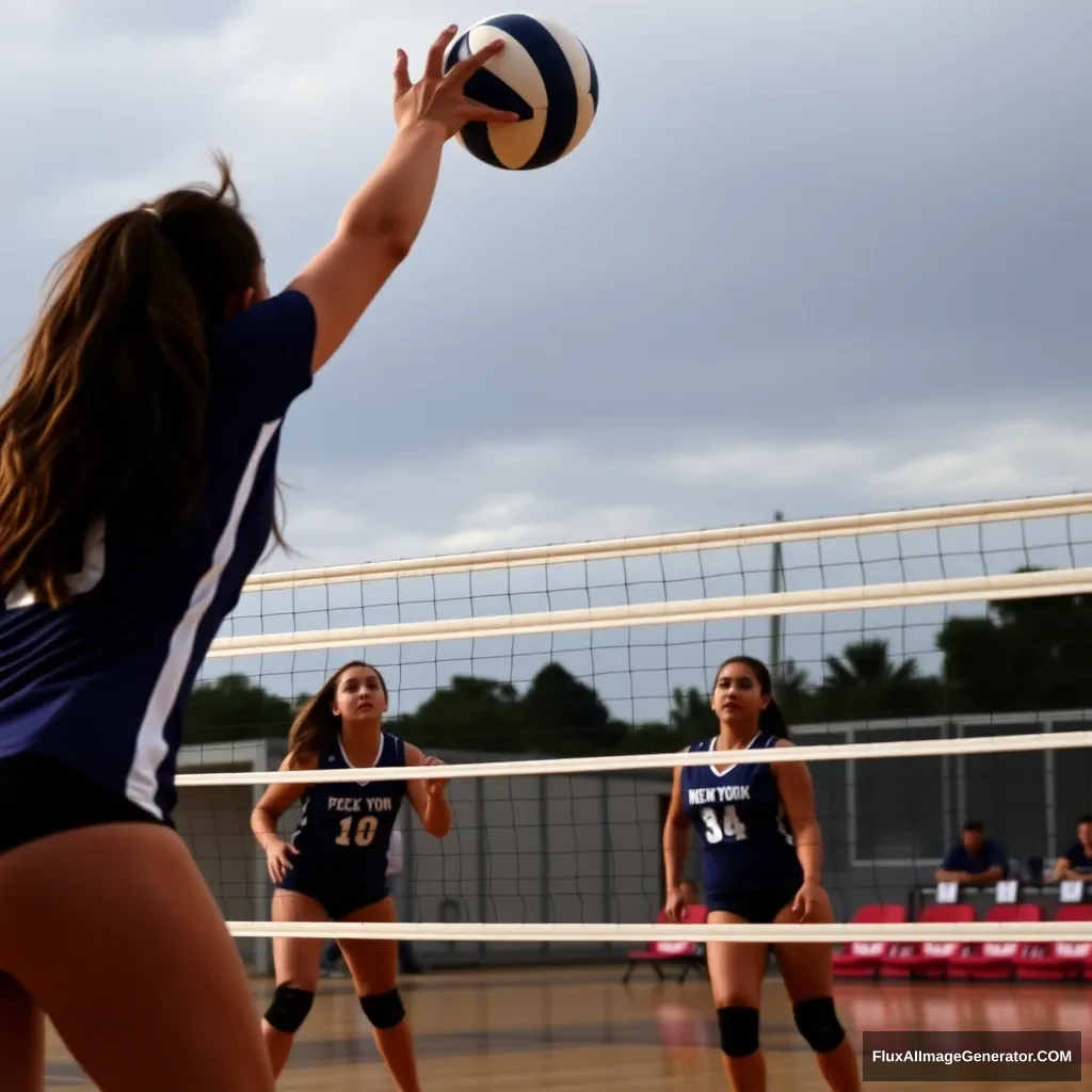 A volleyball team dropping a ball