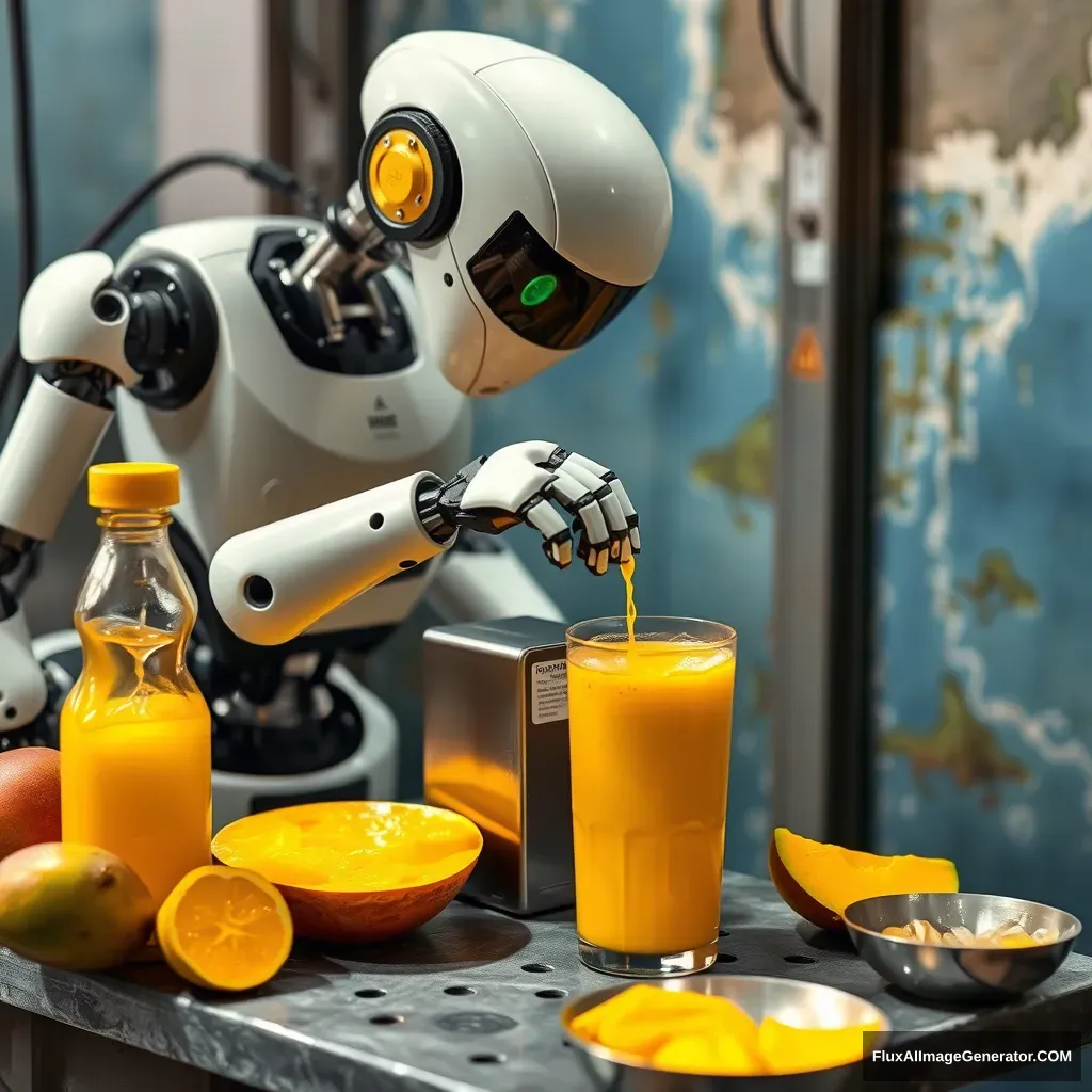 Robot making mango juice.