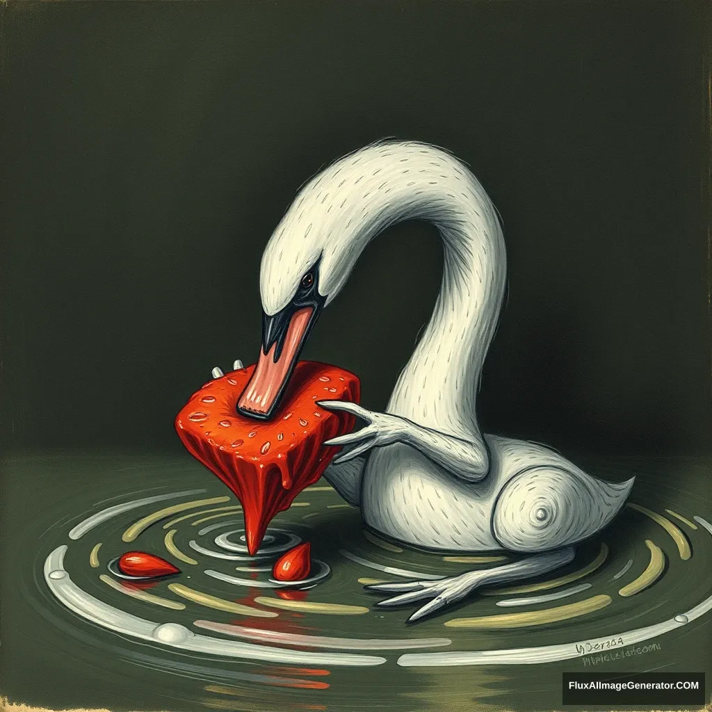 "The toad eats swan meat." - Image