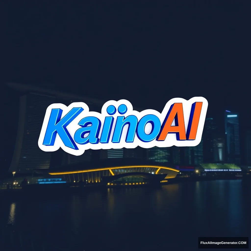 Design a 3D logo with blue words "KainoAI" with Singapore background. - Image