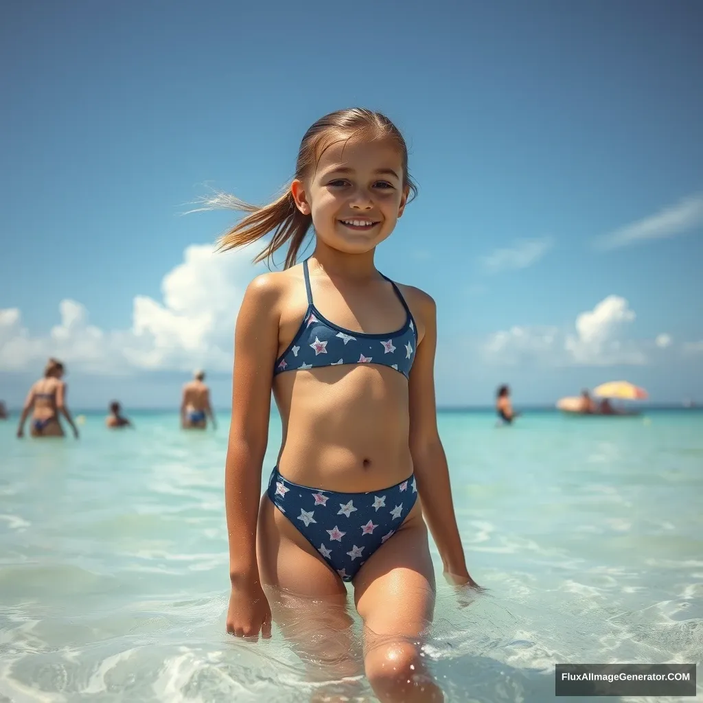 Reality photo beach one girl 8k school swimming - Image