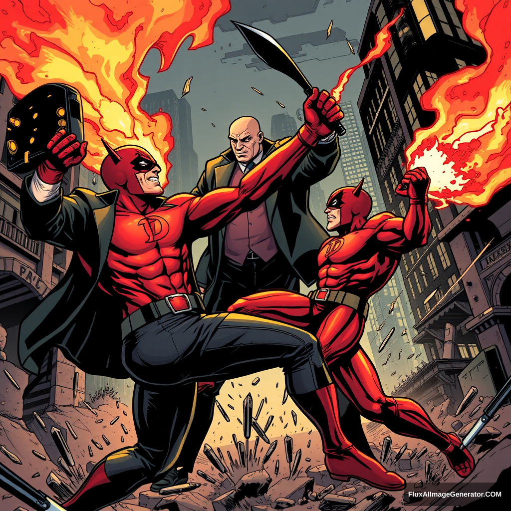 Daredevil fighting the Kingpin