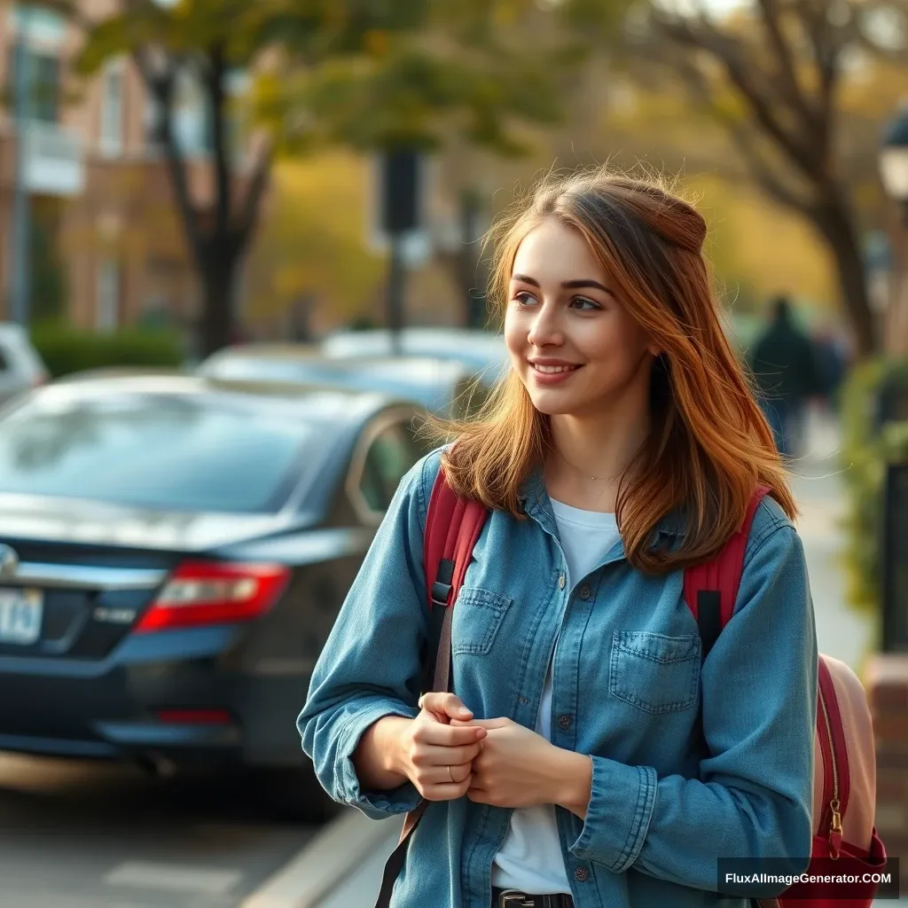 "A female high school student on her way home after school,"