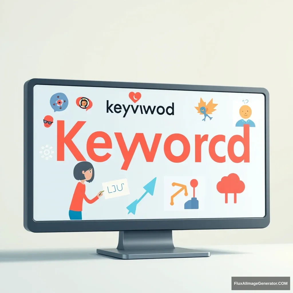 Animated visuals of keyword research appear on screen.