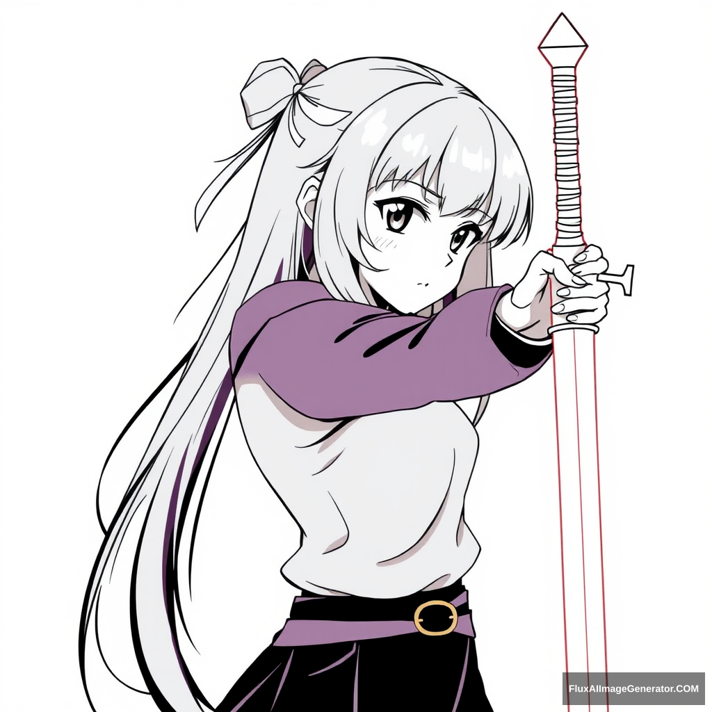 Super simple anime girl lineart. sword