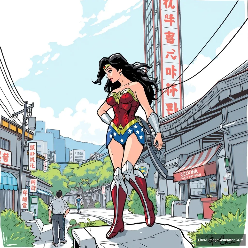 "Wonder Woman Illustration in Mid-Summer Seoul" - Image