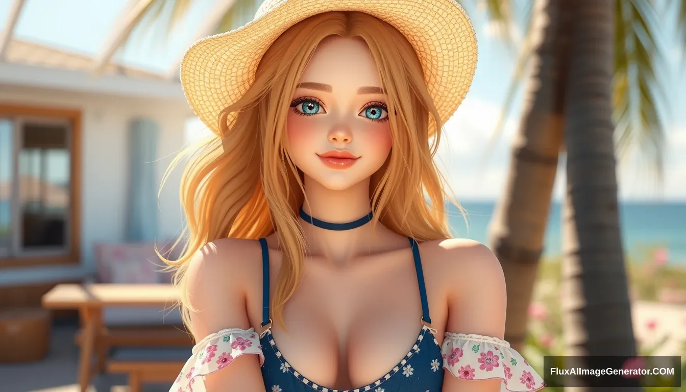 CG, beautiful girl, cute, summer, 3D, full body photo, reality - Image