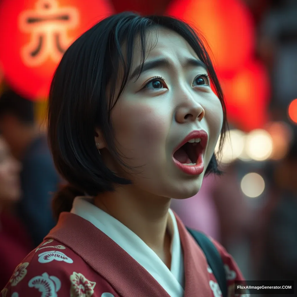 A young Japanese woman opened her mouth.