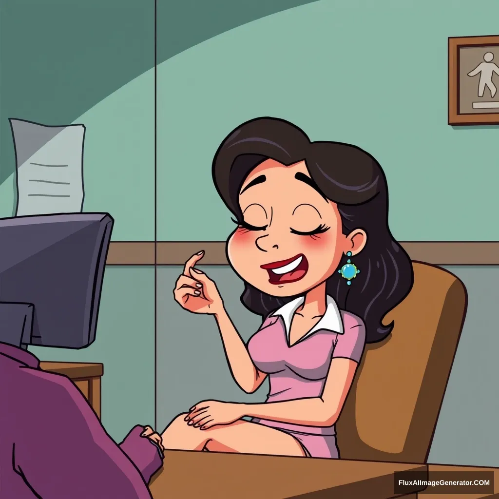 Cartoon woman tickling interrogation scene - Image