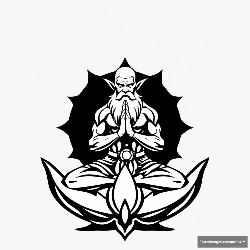 Yoga Center Logo: Muscular Gotrek Dwarf Warhammer Lotus Position - Image