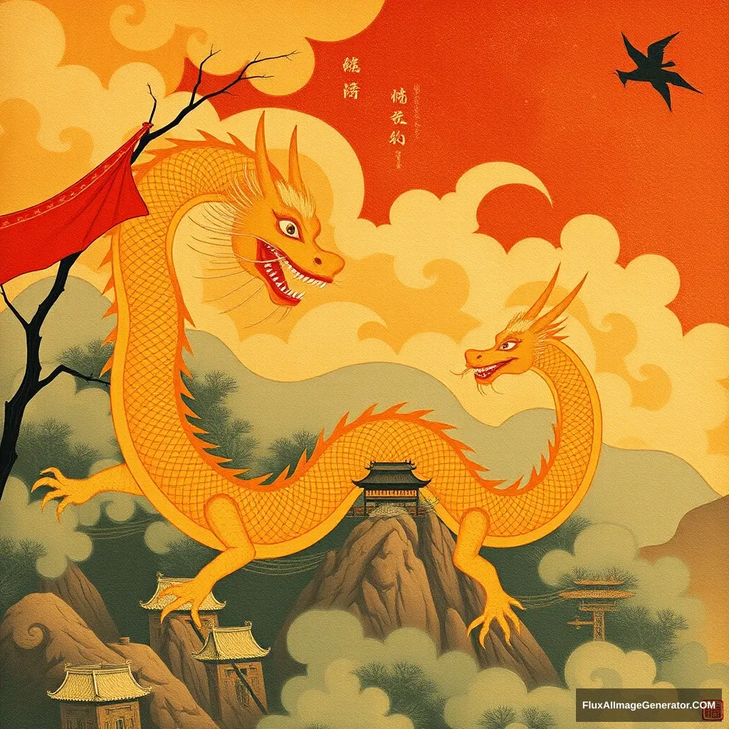 "China's prosperous era of the dragon's rise."