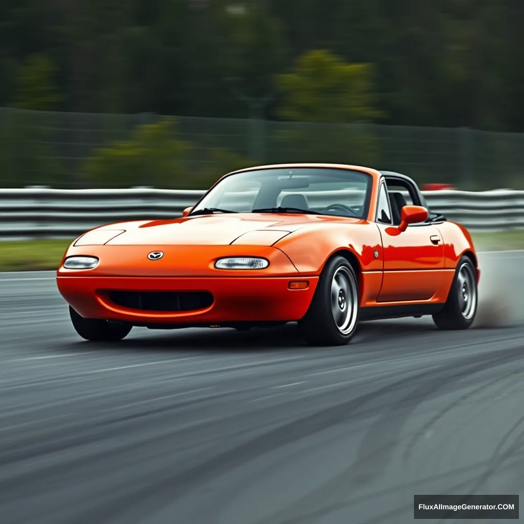 Create an image of a first-generation Mazda Miata drifting.