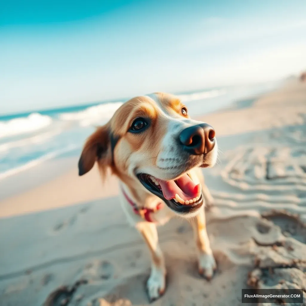 A dog on the beach