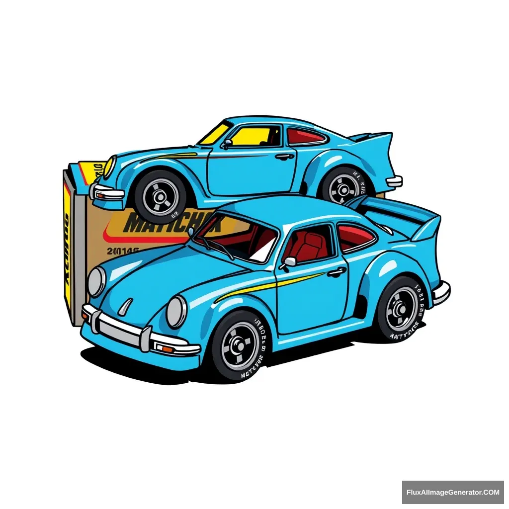 "Matchbox car with box in comic style." - Image