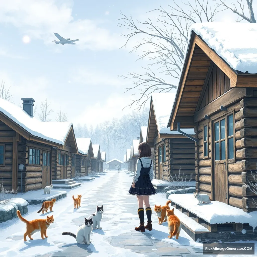 "In a place where it snows and freezes, there are wooden cabins, female students in skirts, cats, and Chinese characters or Japanese."