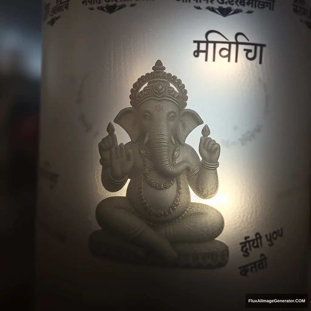 Ganesha seen through frosted glass - Image