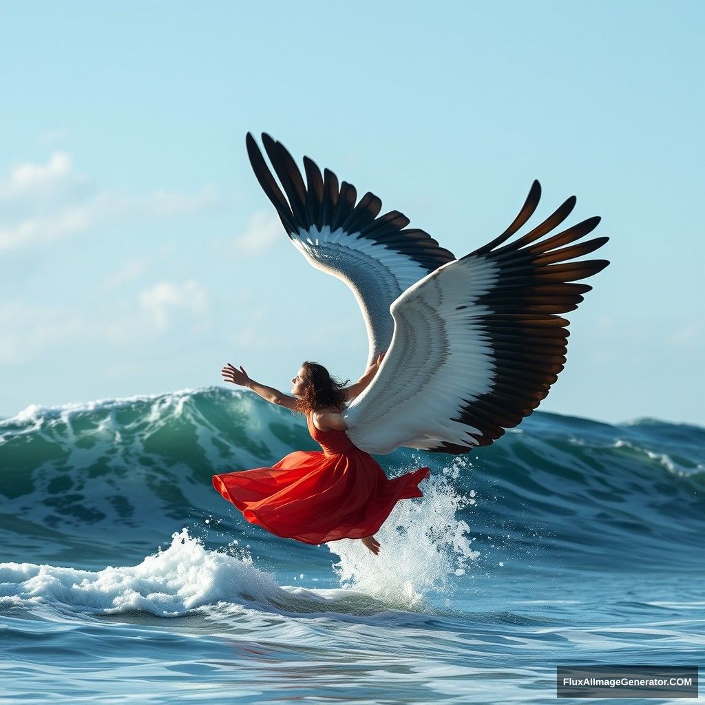 "People soar in the waves, humans have wings."