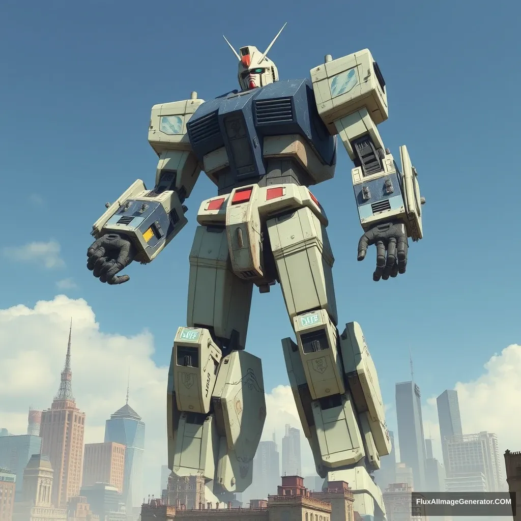 A giant robot has appeared in the city. - Image