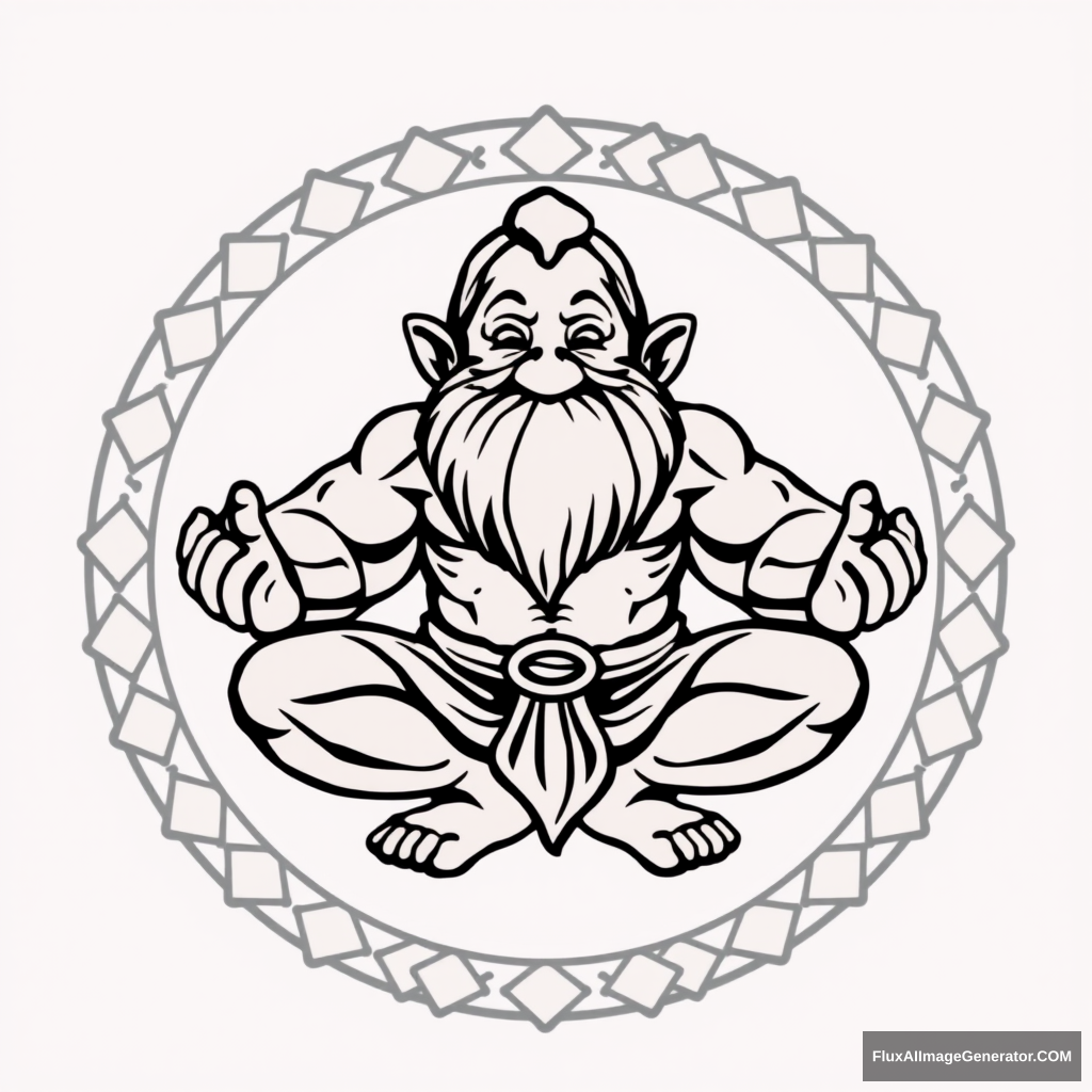 The emblem of the muscular dwarf yoga Tolkien. - Image