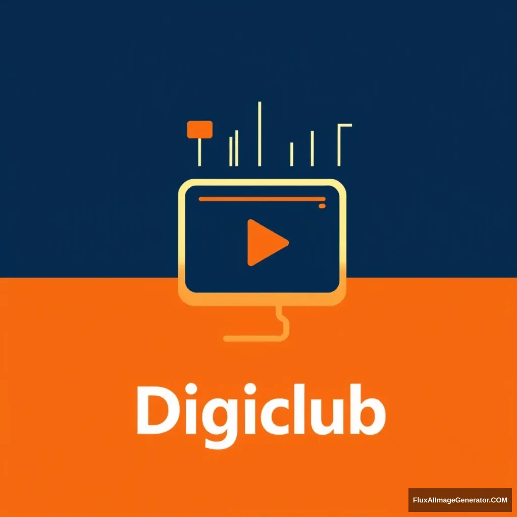 Create a classic, clunky logo for Digiclub, a YouTube channel focused on digital marketing and SEO. The logo should: - Incorporate a combination of digital and marketing elements (e.g., pixels, screens, charts, or graphs) - Feature a bold, dark color scheme (e.g., blues, oranges, or yellows) - Include the channel name 'Digiclub' in a clean, sans-serif font - Be scalable for various formats (e.g., YouTube thumbnails, social media profiles, and website headers) - Convey a sense of innovation, amateur, and isolation. Design a logo that appeals to digital marketers, entrepreneurs, and anyone interested in growing their online presence. - Image