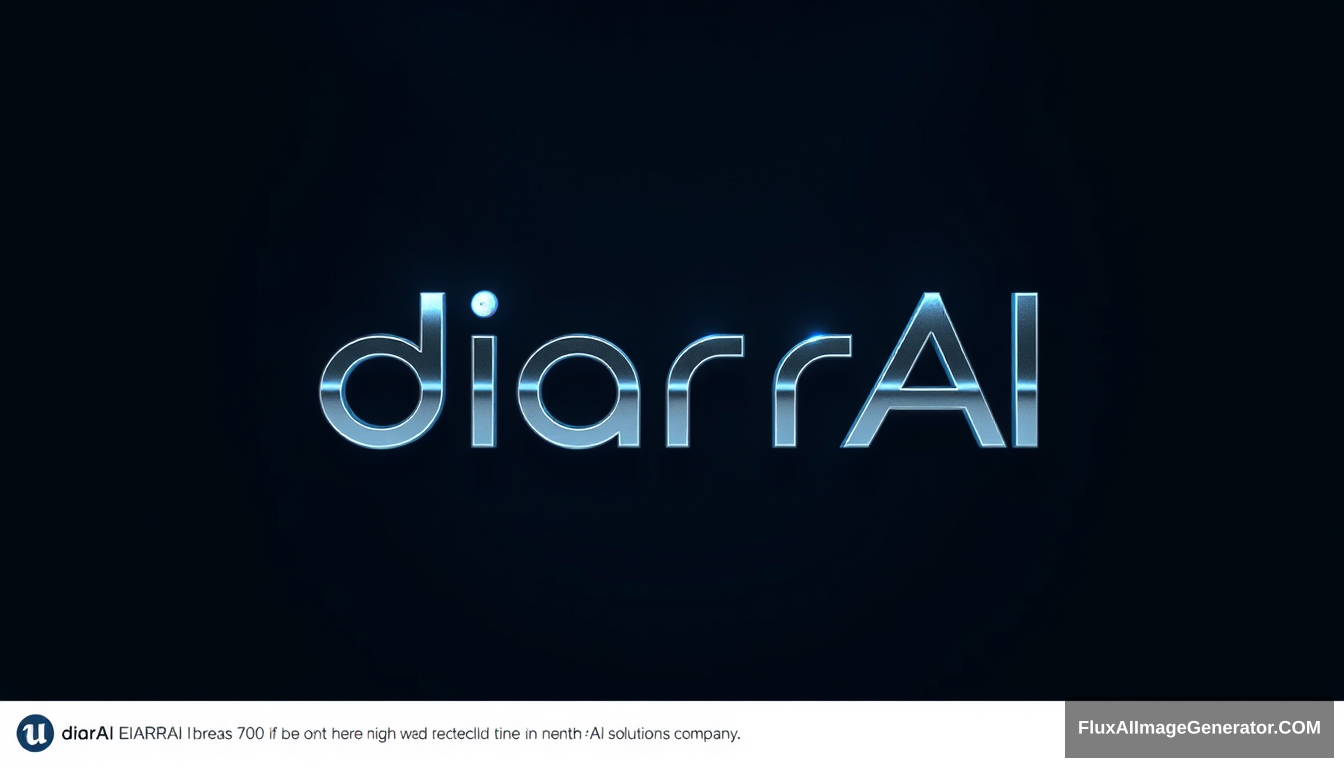 Logo design for 'diarrAI' text, representing a high-tech AI solutions company. Futuristic and advanced, minimalistic and linear style. Incorporate elements from computer circuits and digital interfaces, with sleek geometric shapes and sharp lines. Use modern, elongated sans-serif font. Metallic or neon accents, with subtle circuit-like patterns. Color palette: silver, deep blue, black, with hints of neon. The logo should feel like it's from 3000 years in the future. Unreal Engine. - Image