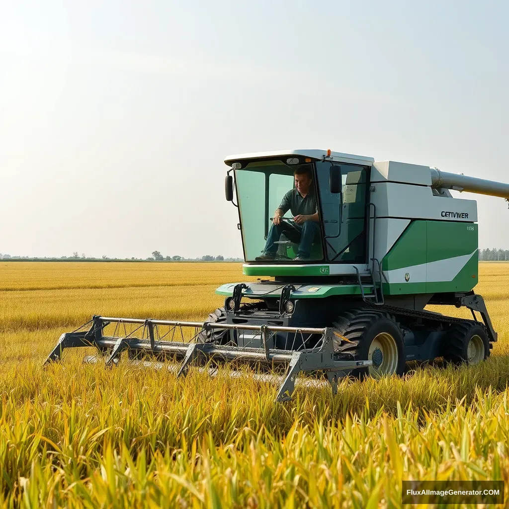 Robot harvesting paddy. - Image