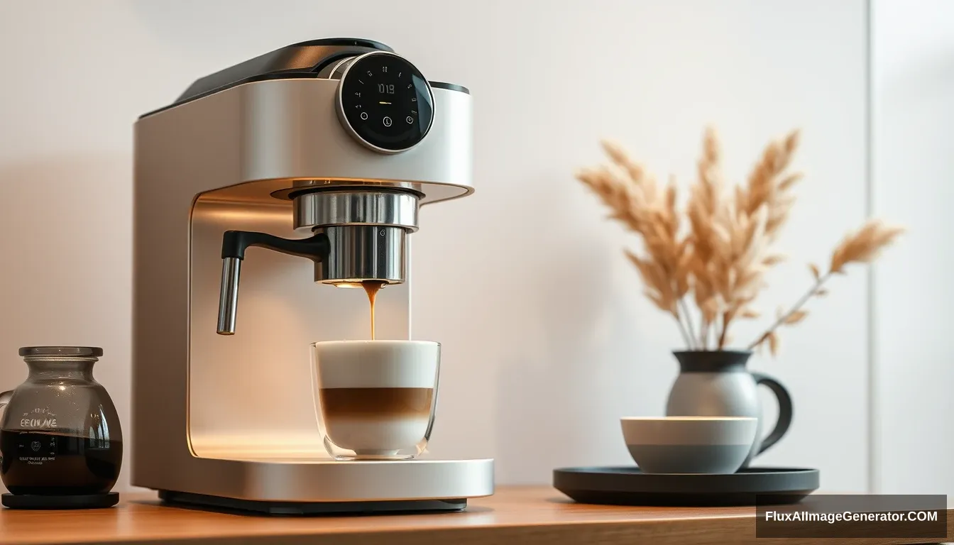 A coffee machine, beautiful, Xiaomi style. - Image