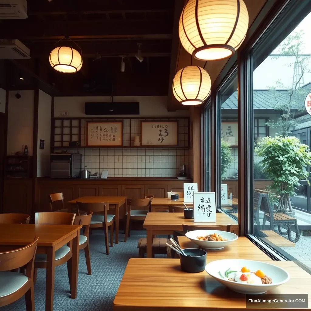 "A Japanese-style café interior selling Japanese food."