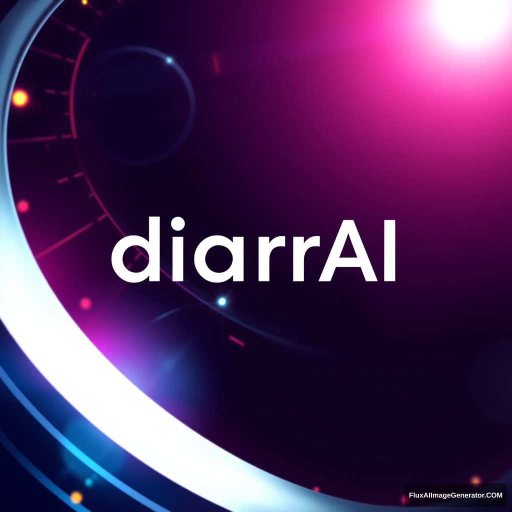 A logo for the text "diarrAI." The logo represents a high-tech company specializing in artificial intelligence solutions. It should be extremely advanced and futuristic yet not overly complex. The design needs to be minimalistic and linear, giving the impression that it comes from 3,000 years in the future. Add sleek, modern elements and a subtle, cutting-edge aesthetic to enhance the futuristic feel. Hyperrealistic, splash art, concept art, mid shot, intricately detailed, color depth, dramatic, 2/3 face angle, side light, colorful background Unreal Engine.