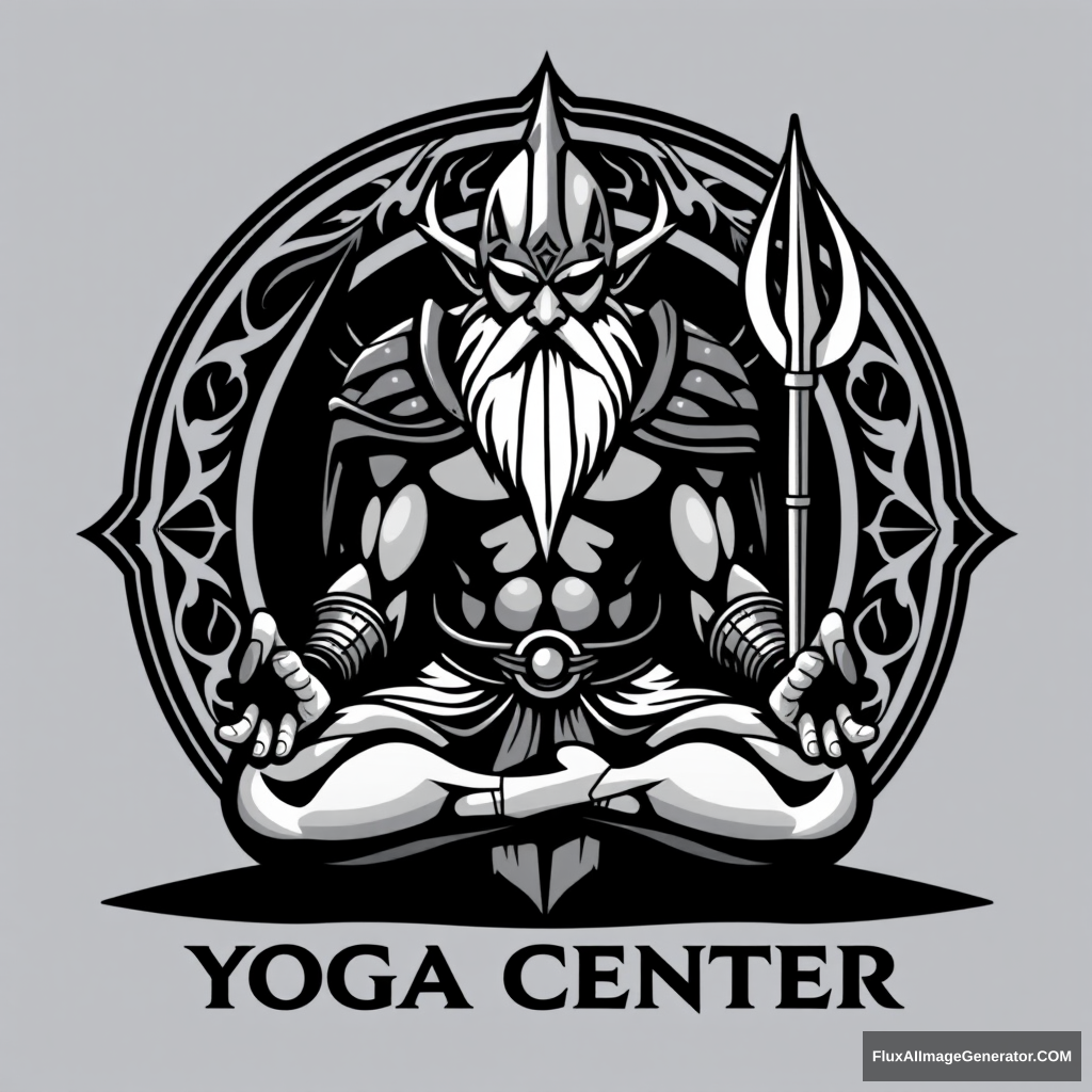 Yoga Center Logo: Muscular Armor Gotrek Dwarf Dungeons & Dragons lotus position - Image