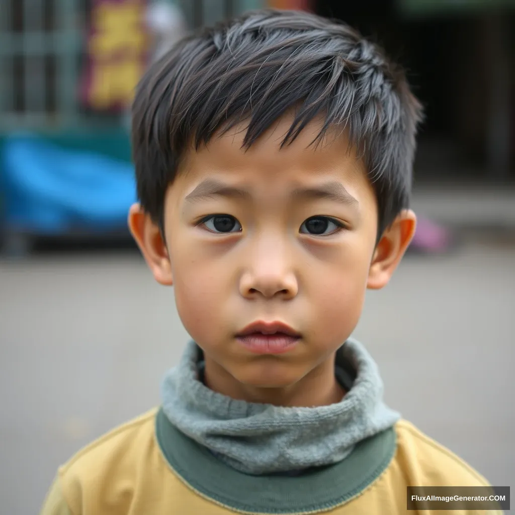 An Asian boy has a long nose. - Image