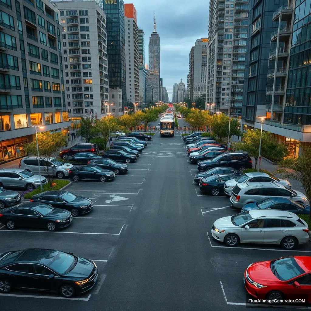 large parking without cars in a city - Image