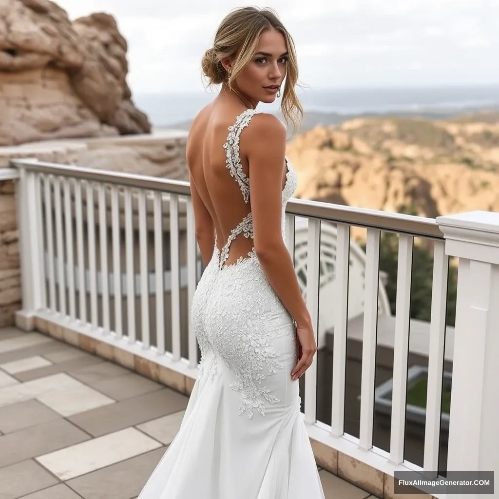 Fitness model influencer Emma's side-less wedding dress. - Image