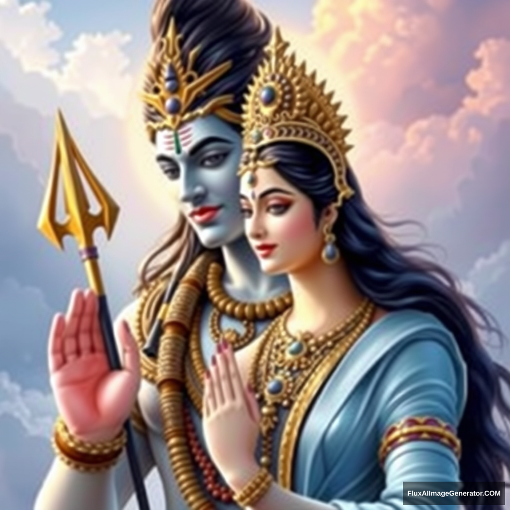 Lord Shiva with Goddess Parvati. - Image