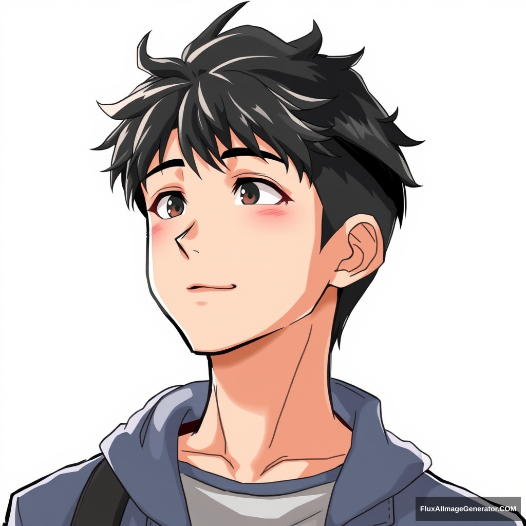 Illustration of a young man, anime art style. - Image