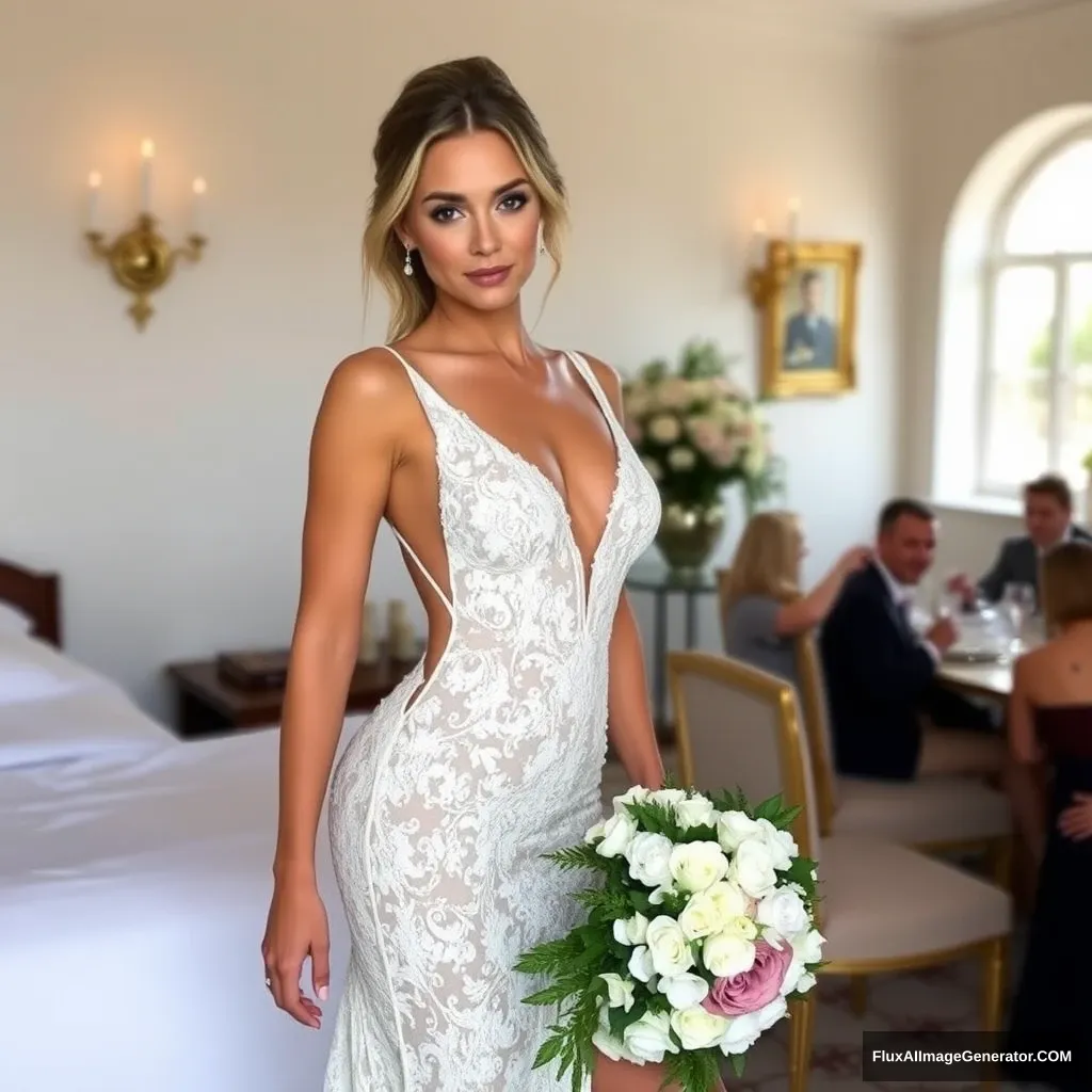 Fitness model influencer Emma's sideless wedding dress.