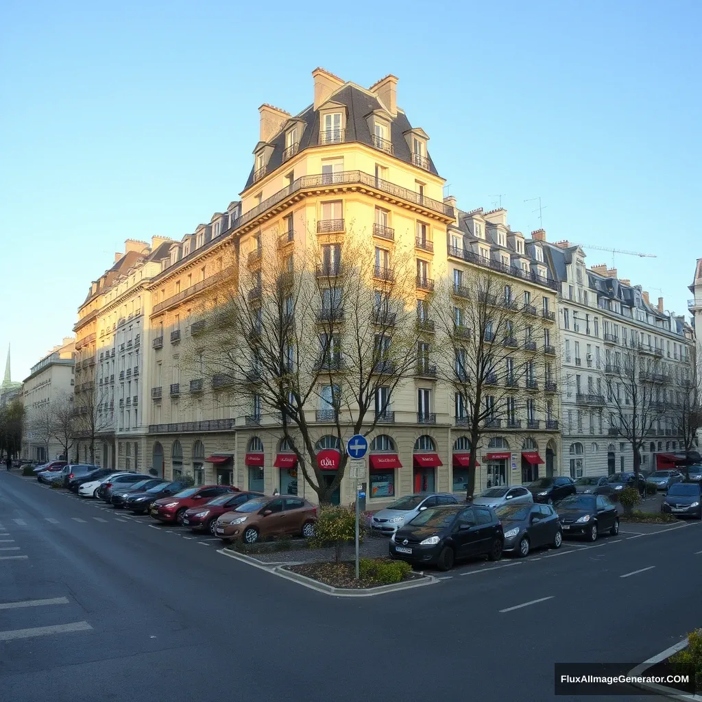 large parking without cars in a French city